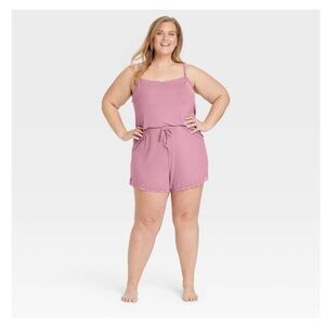 Auden Mauve Lace Trim Sleep Romper